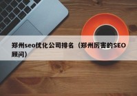 鄭州seo優(yōu)化公司排名（鄭州厲害的SEO顧問(wèn)）