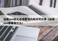 谷歌seo優(yōu)化必須要懂代碼才可以拿（谷歌seo需要做什么）