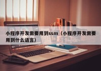 小程序開發(fā)需要用到ssm（小程序開發(fā)需要用到什么語言）