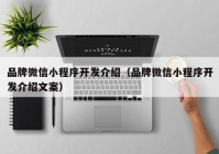 品牌微信小程序開發(fā)介紹（品牌微信小程序開發(fā)介紹文案）