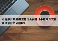 小程序開發(fā)需要注意什么問題（小程序開發(fā)需要注意什么問題呢）